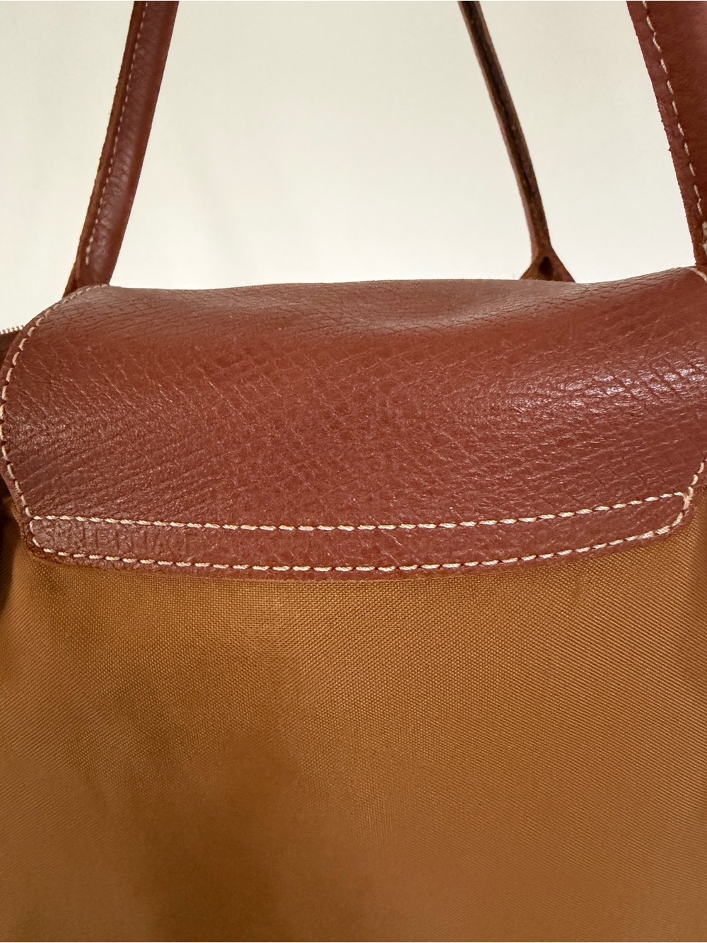 Vintage Longchamp Le Pliage Tote Bag in Brown/Camel Medium Long Strap - Picture 3 of 8